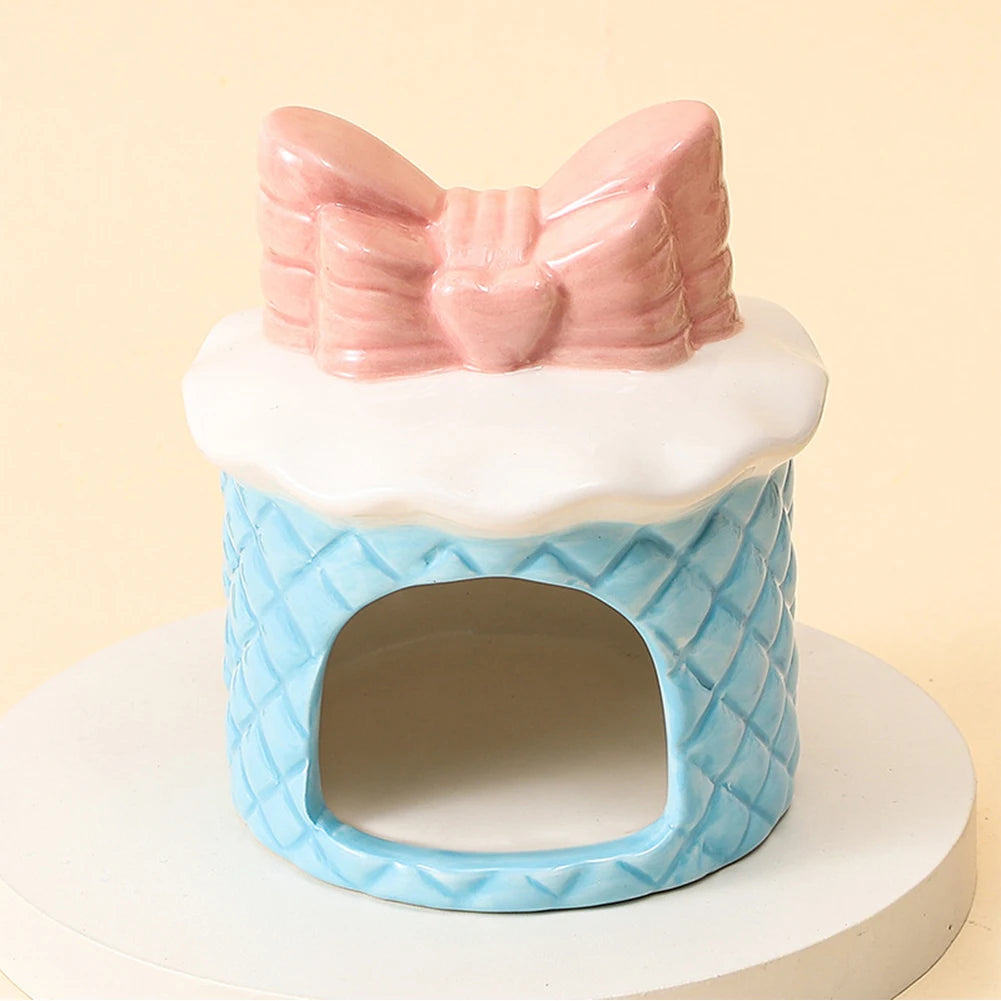 Ceramic Hamster House for Small Animals Outdoor Mushroom Cave Small Animal