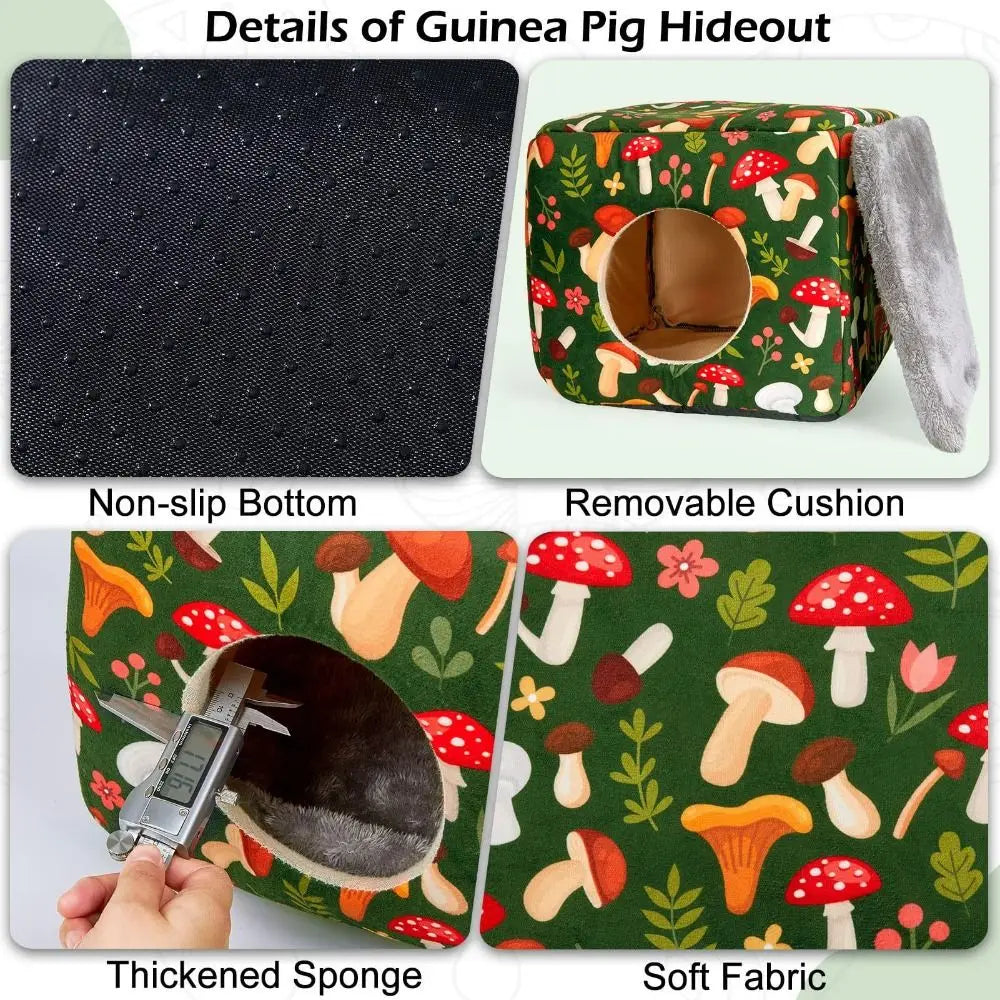Cozy Washable Guinea Pig Hideout with Cushion Large Size Small Pet Bed