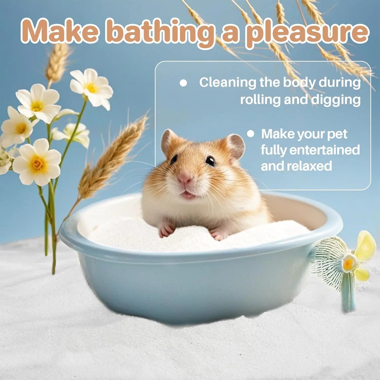14 OZ Fine Silica Sand Bath for Hamsters, Gerbils & Small Pets - Dust-Free, Absorbent