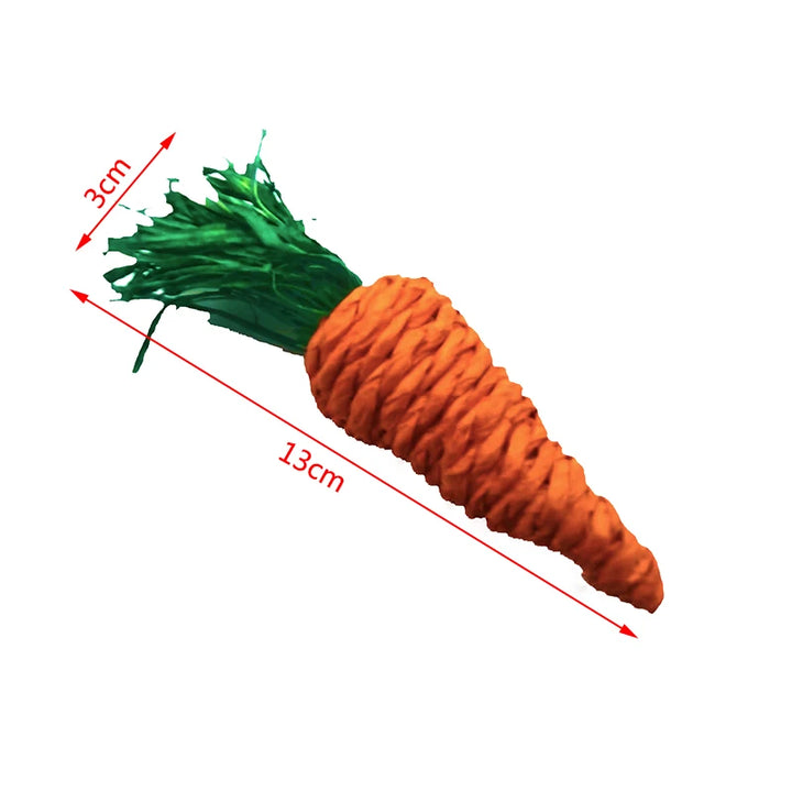 Straw Rope Carrot Chew Toys for Hamsters and Rabbits for hamsters, rabbits, gerbils, and mice from Burrowly small pet supplies.