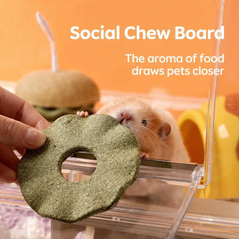 Novel Hamster Molar Burger Snack Multifunctional Ornament Decor for Golden Bear Pet Playground Cute Landscape Small Pet Supplies