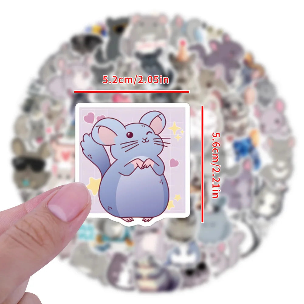 10/55/110PCS New Chinchilla Kawaii Creative Graffiti Stickers for Water Cup Pencil Box Scrapbook Waterproof Decal Kids Toy