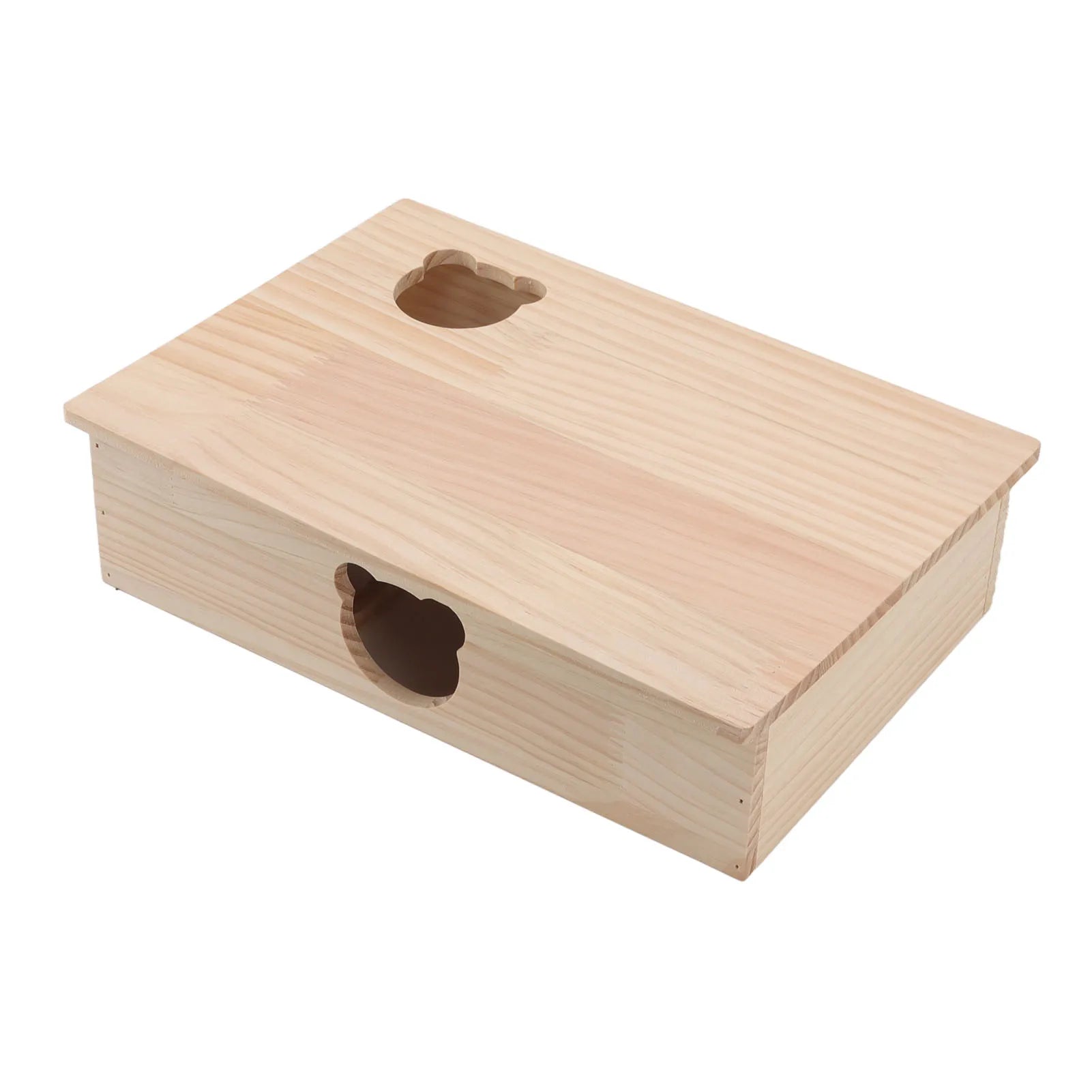 Wood log hideout house for hamsters and chinchillas from Burrowly.