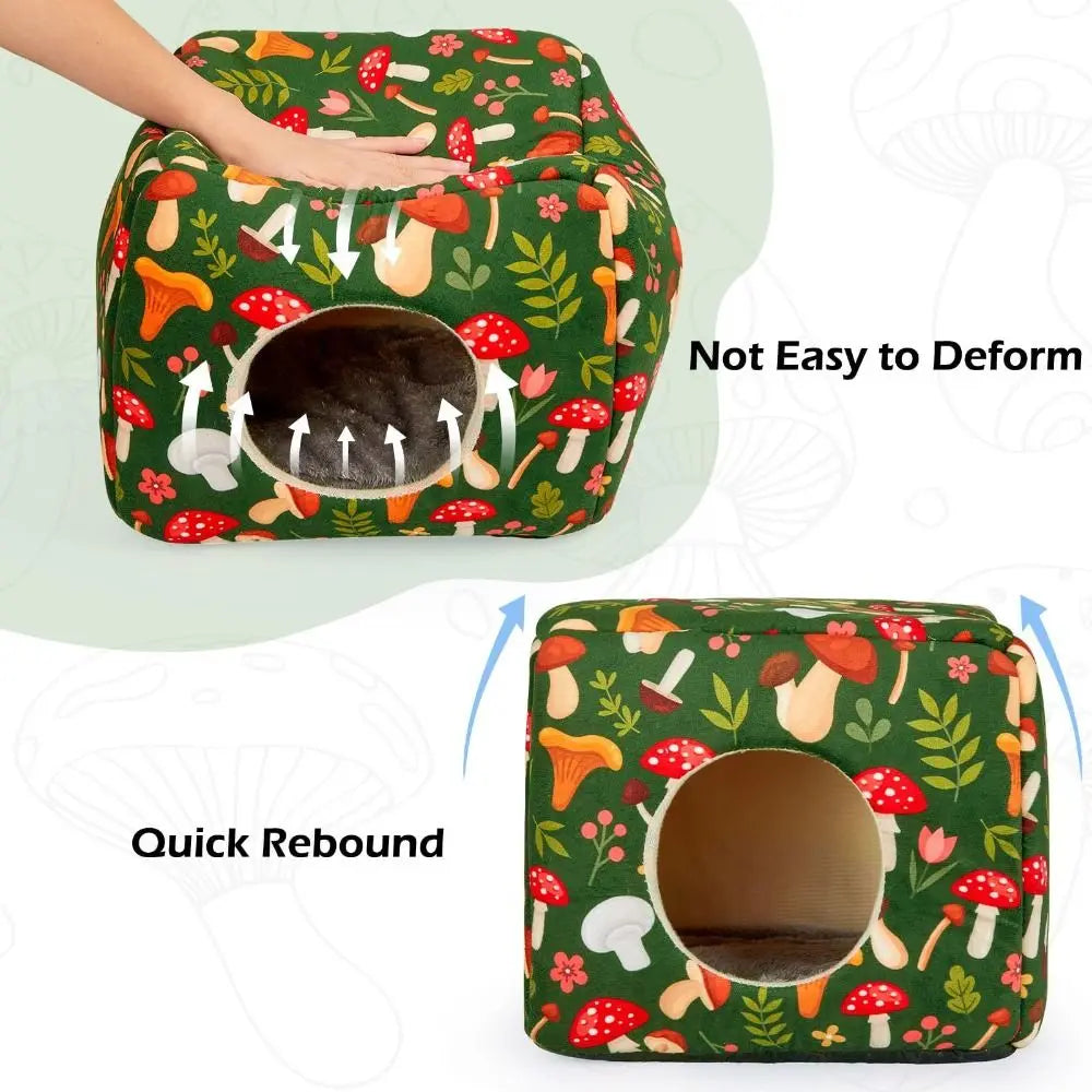 Cozy Washable Guinea Pig Hideout with Cushion Large Size Small Pet Bed