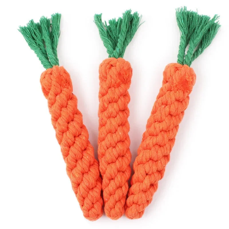Small Chew Toys Bite Resistant Cotton Rope Carrot Shape Pet Playing Toy