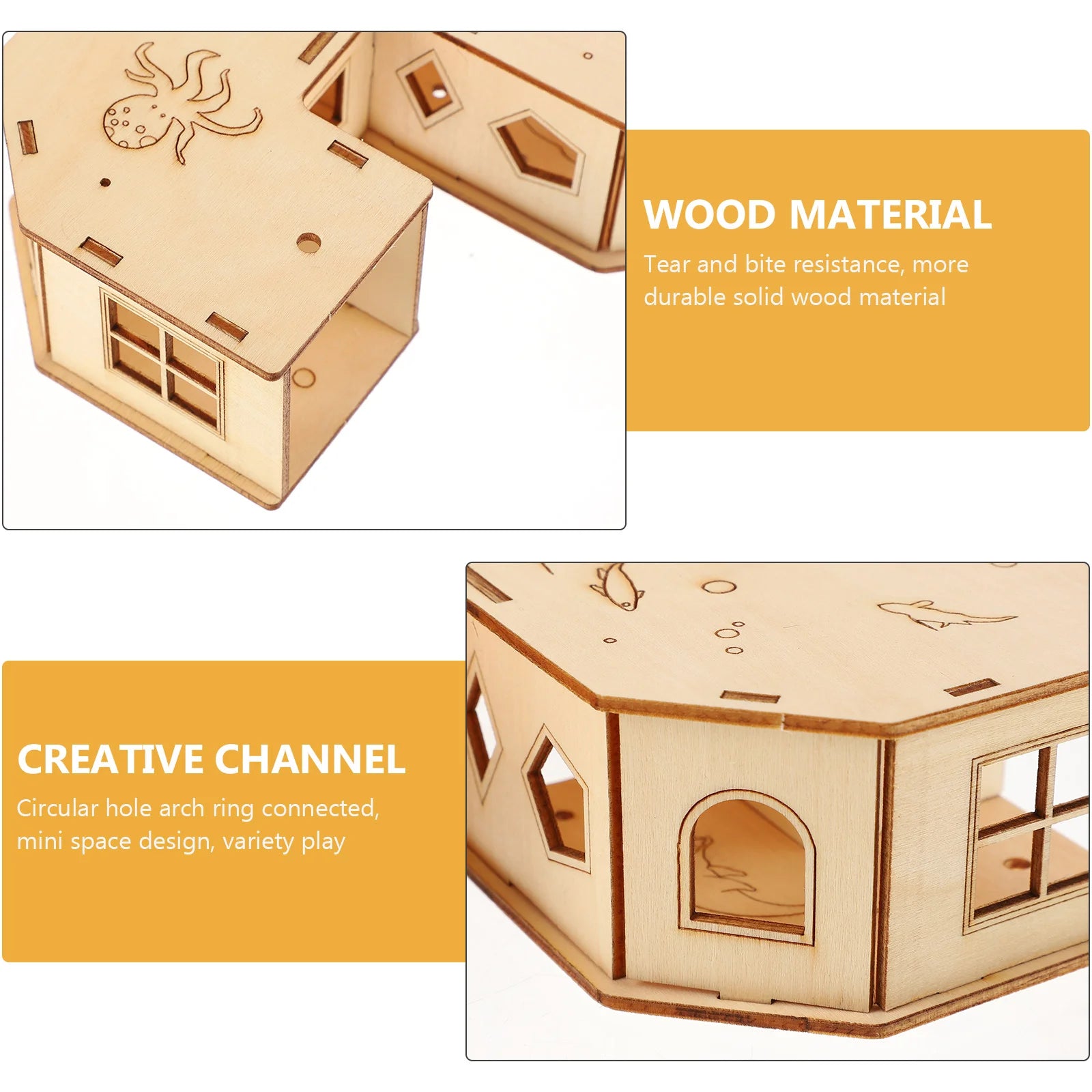 Hamster Toy Tunnel Maze Pet House Hideout Animal Wooden Tunnels Castle Labyrinth Gerbil Tubes Chew Hideaway Wood Resistance