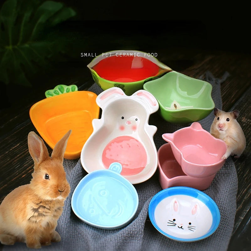 Hamster Feeding Bowl Colorful Heart Shape Ceramic Plate Food Water Bowl