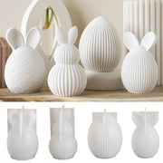 Easter Series Silicone Mold 3D Striped Egg Straight Ear Rabbit Gourd Diamond Pattern Bunny Scented Candle Gypsum Craft Gift Mold