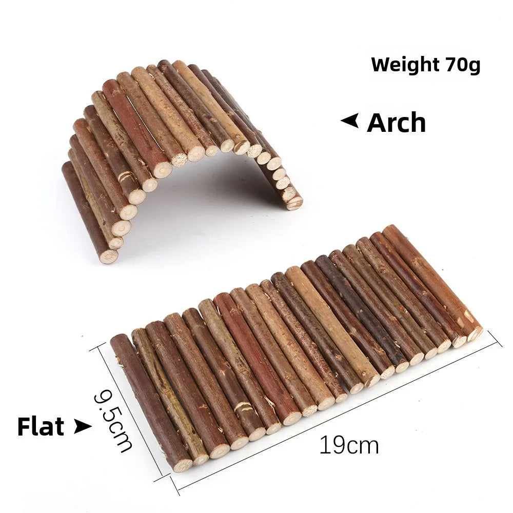 Hamster Wooden Bridge Hideout Chew Toy Hanging Grass Ball Rabbit