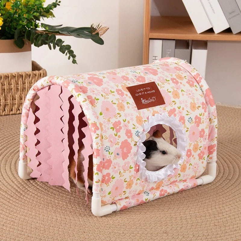 Hamster Shelter Small Rabbit/Dutch Pig/Guinea Pig Triangle Tassel Shelter Small Animal Cage Decoration Small Pet Nest Decoration