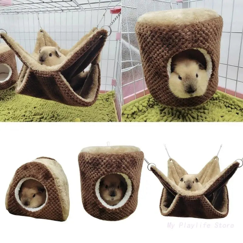 Plush hanging hideout hammock for cozy small pet rest from Burrowly.