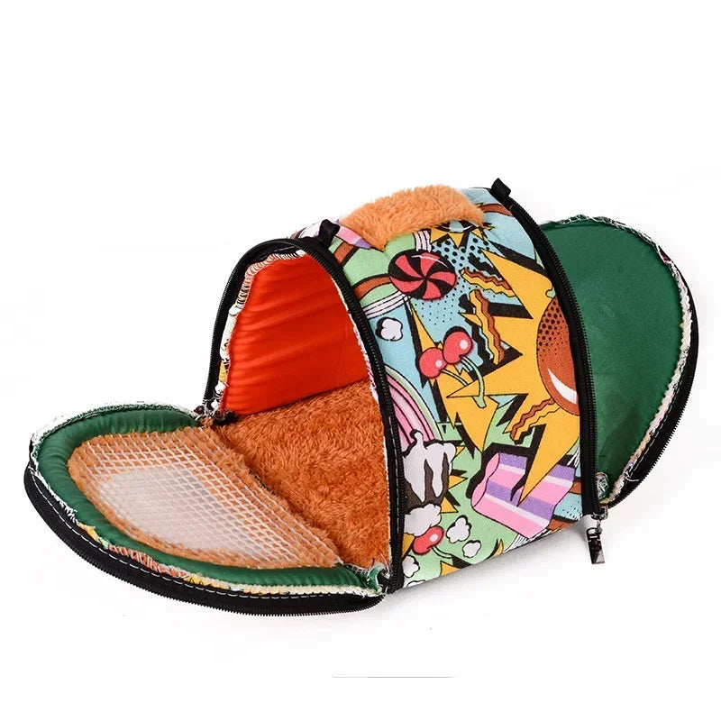Breathable Sling Carrier for Hamsters and Small Pets for hamsters, guinea pigs, rabbits, and ferrets from Burrowly small pet supplies.