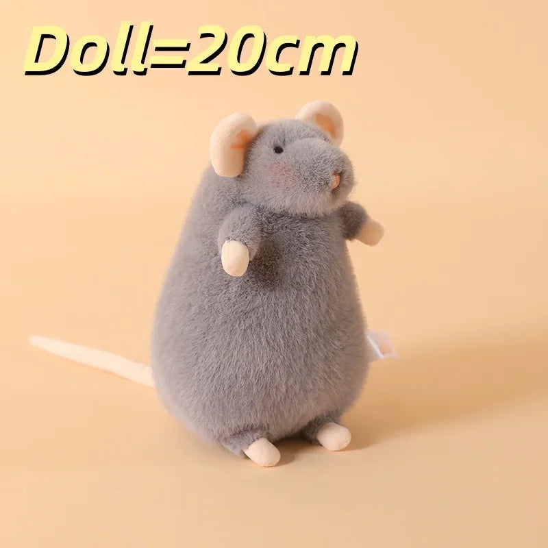 Cute Mouse Plush Toy Soft Furry Grey Pet Fancy Rat Stuffed Animal Doll Kawaii Mouse Plushie Bag Charm Home Decor Birthday Gift