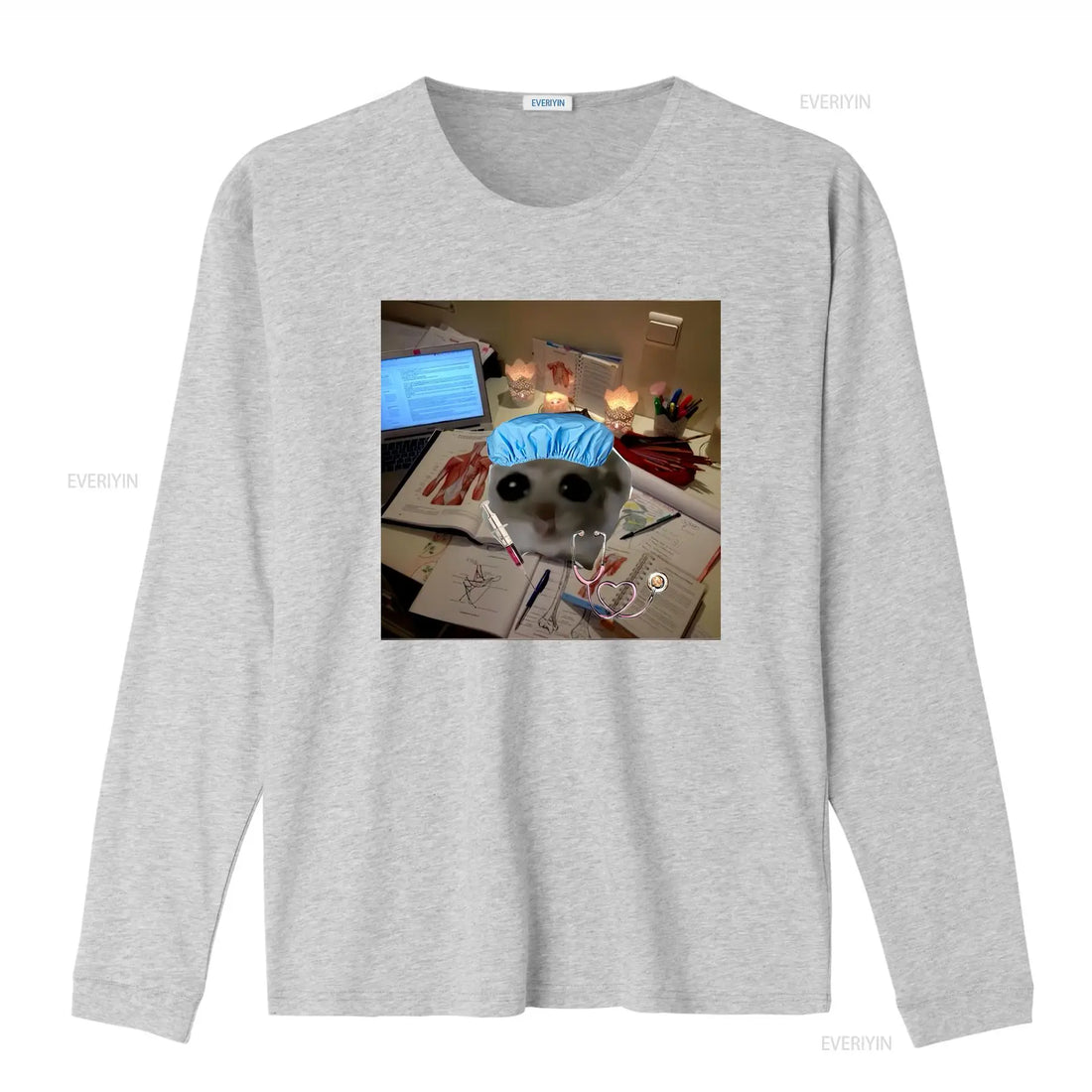Sad Hamster Studying M or F Funny Cotton T Shirt Parody Fast Shipping vintage Washed fashion streetwear Unisex Soft homme