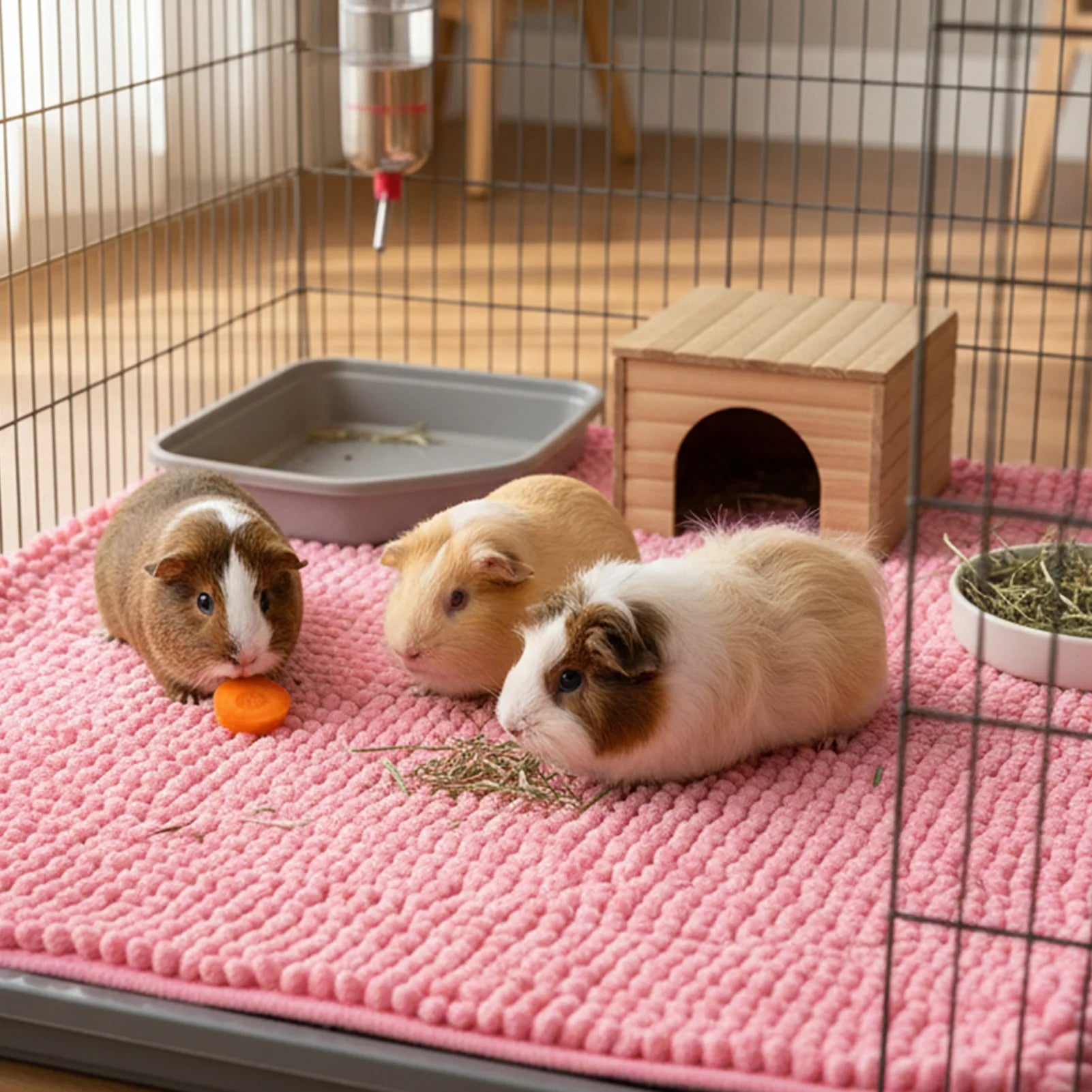 Chenille Fleece Cage Liner for Small Pets for guinea pigs, rabbits, and hamsters from Burrowly small pet supplies.