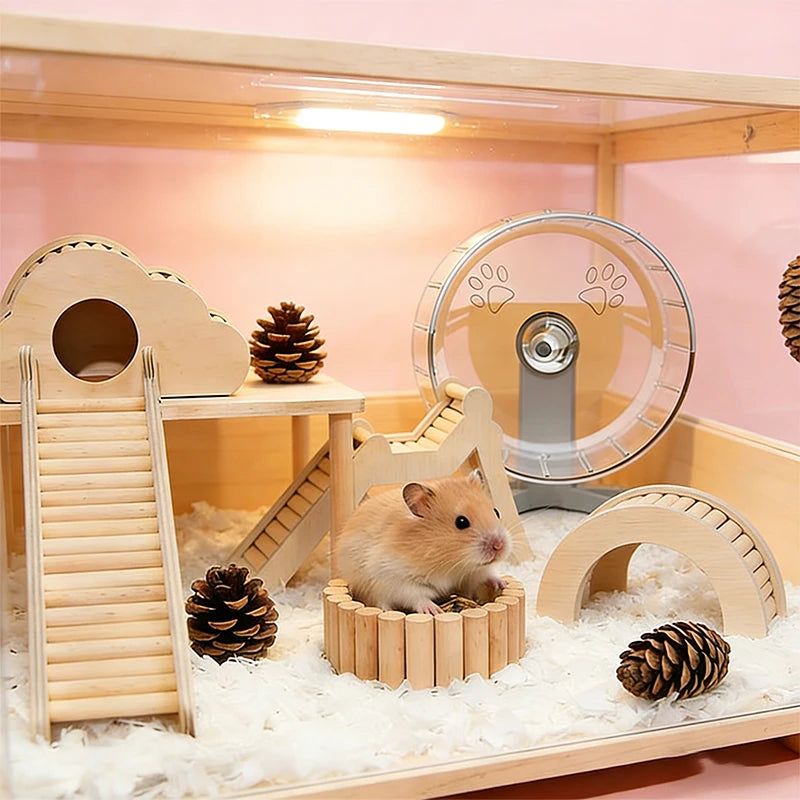 Unpainted Wooden Guinea Pig Hideout Climb House - Hamster Cage Decor Play