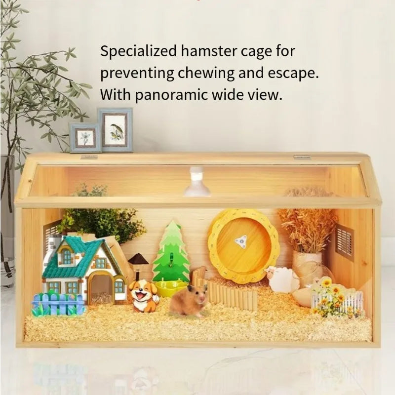 Hamster Cage Solid Wood Terrarium Supplies Nest Landscaping Special Golden Bear Super Large Luxury Villa Winter Incubator
