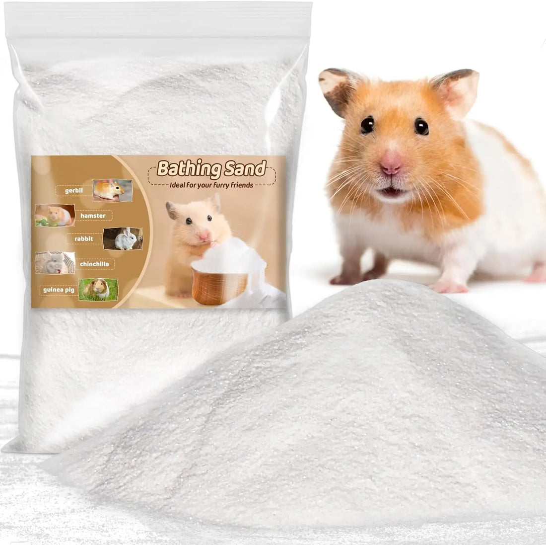 14 OZ Fine Silica Sand Bath for Hamsters, Gerbils & Small Pets - Dust-Free, Absorbent