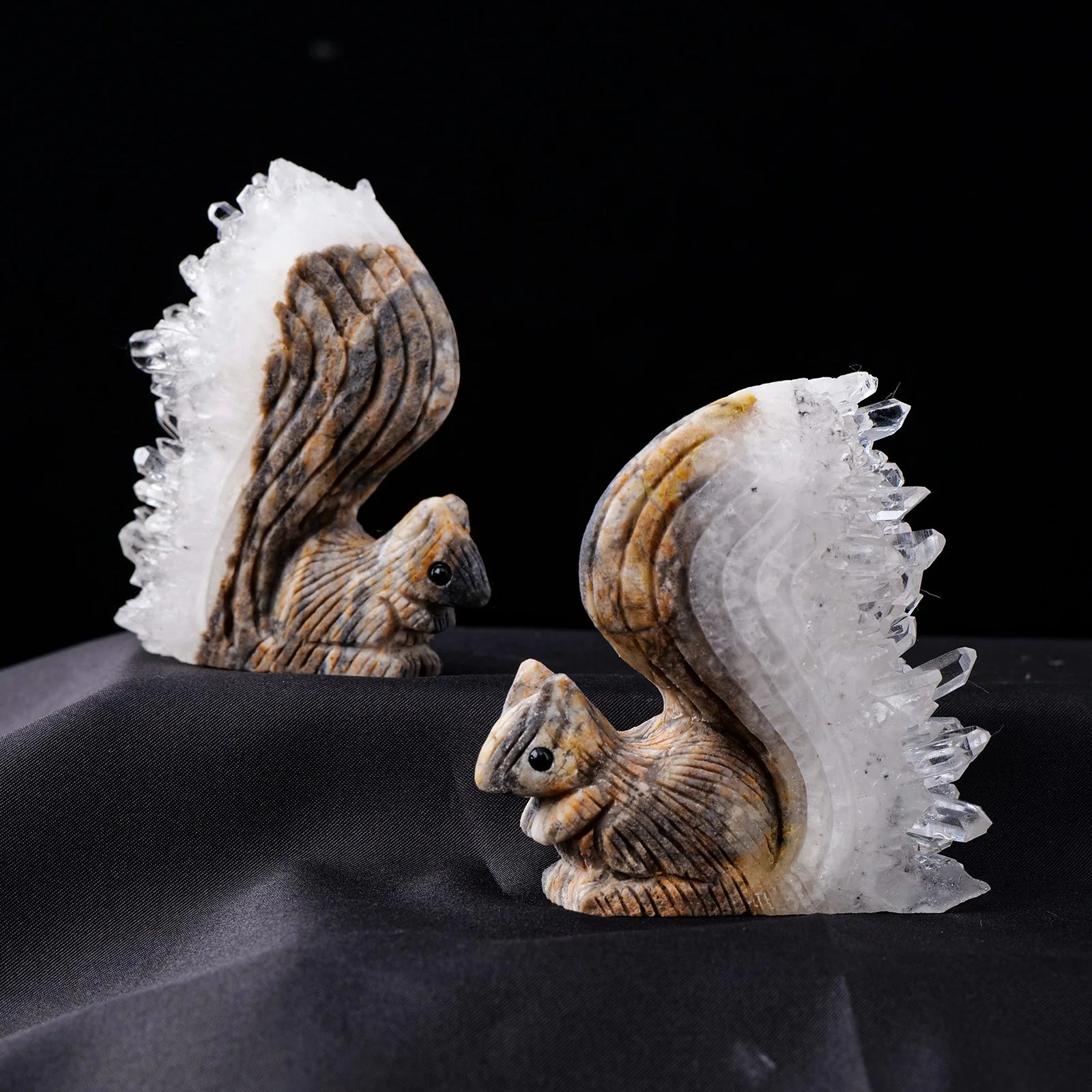 1pc Natural Healing Crystal Stone Clear Quartz Cluster Small Squirrel Animal Figurines Home Decoration Birthday Gift