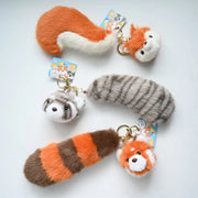 18cm Long tail Squirrel Raccoon Bear Plush Pendant Kawaii Animals Hairy Plush Keychains Bag Car Phone Hanging Plush Keyrings