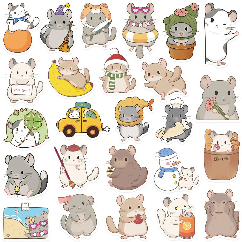 10/30/50pcs Kawaii Cute Cartoon Chinchilla Stickers Funny Creative Graffiti Sticker Skateboard Phone Suitcase Decals Decoration