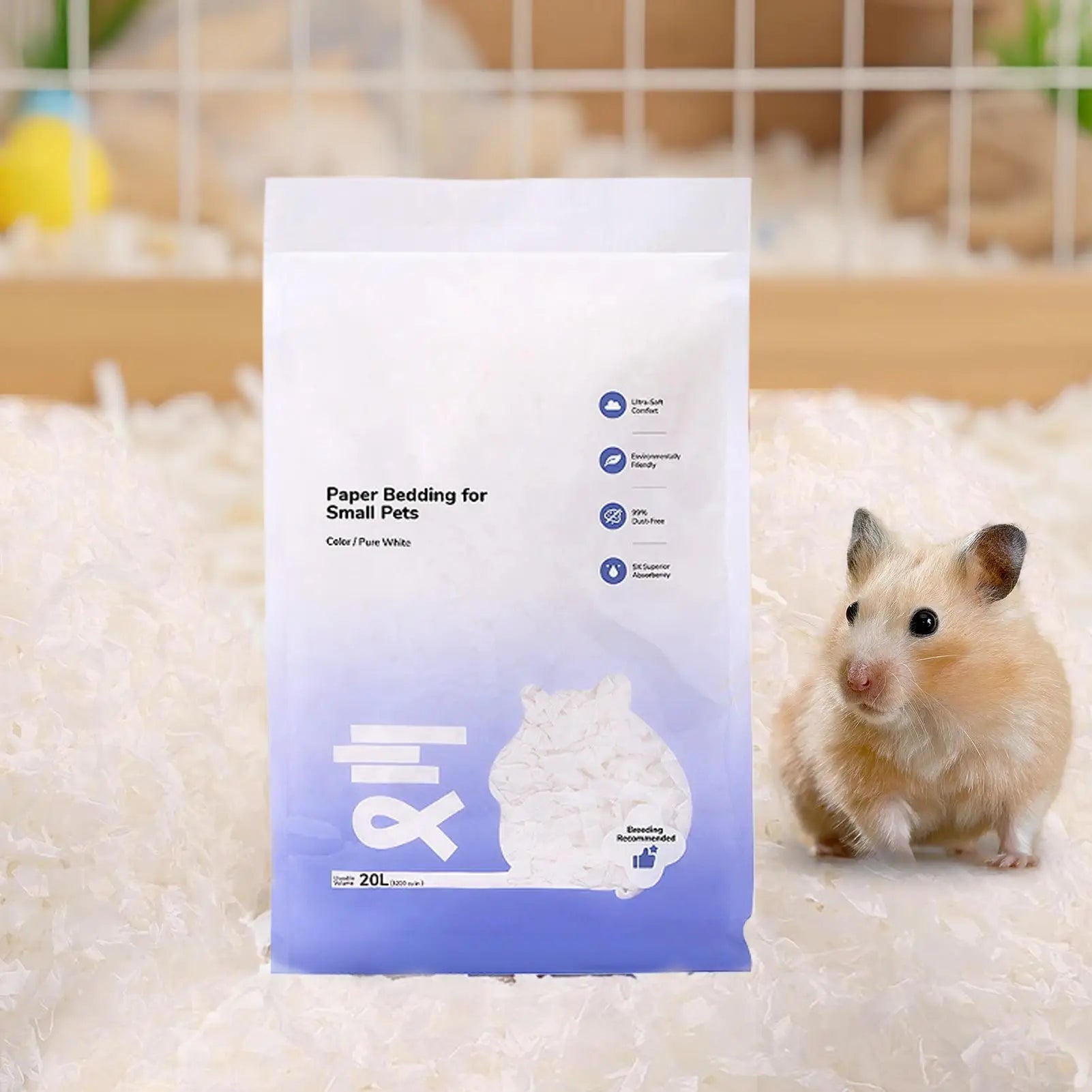 Small Animal Bedding Hamster Paper Cotton Bedding Odor Control Water Absorption Cage Decoration Rabbits Supplies for Outdoor