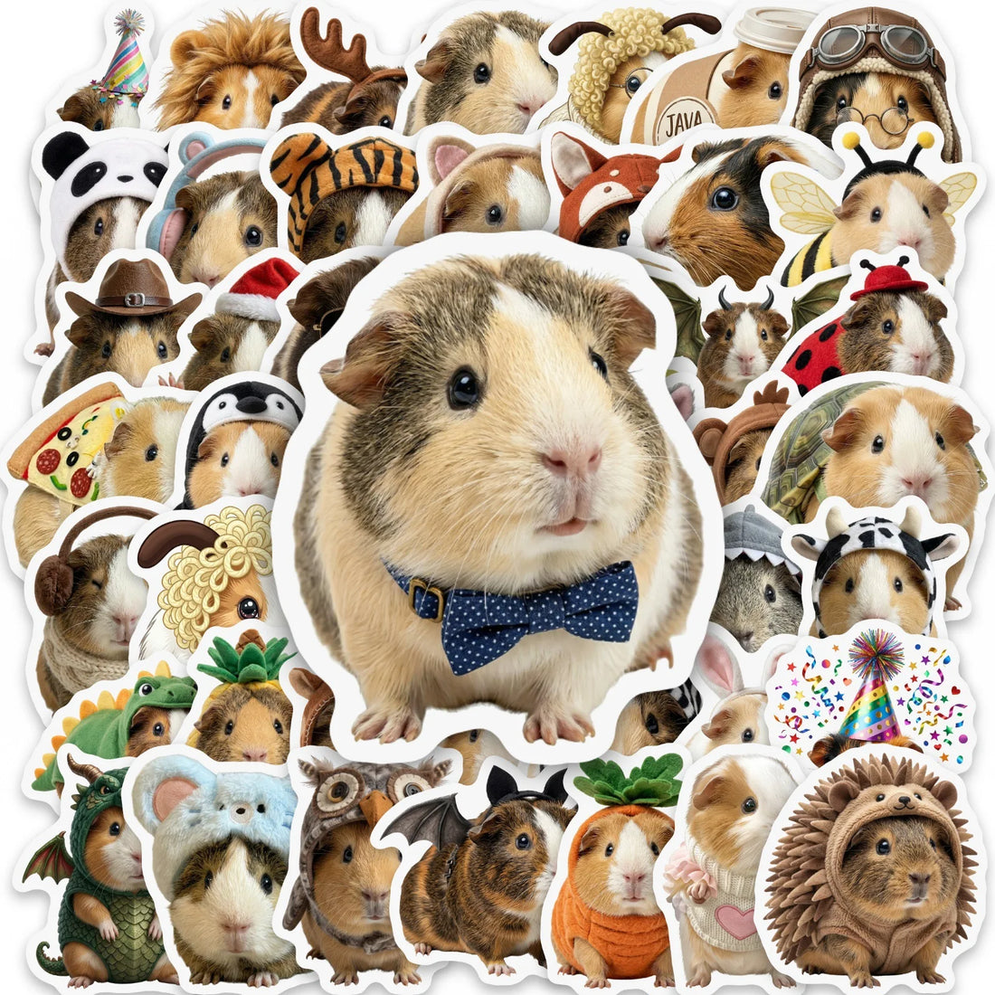 50Pcs Cute Animal Guinea Pig Cavy Stickers Cute Cartoon Decal for Laptop Phone Guitar Luggage Waterproof Graffiti Vinyl Stickers