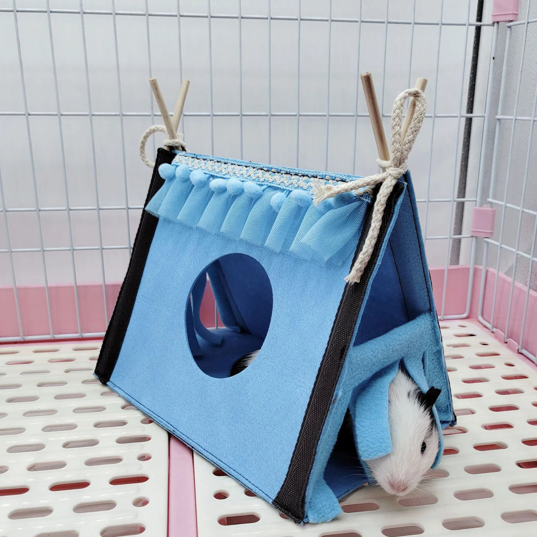 Foldable guinea pig hideout tunnel for cozy small pet play from Burrowly.