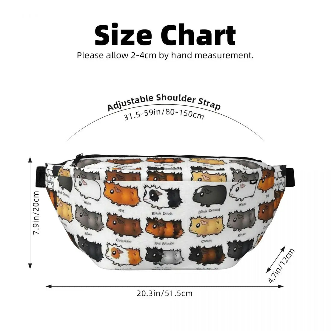 Crossbody Waist Bag Guinea Pig Cavy Collection Model 08 Men Women Adjustable Fanny Pack Travel Running Money Phone Pouch Bag