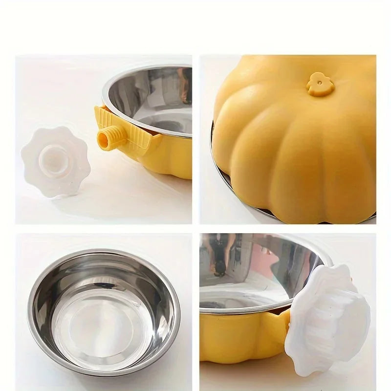 Pumpkin shaped small pet food and water bowl for Burrowly daily feeding.