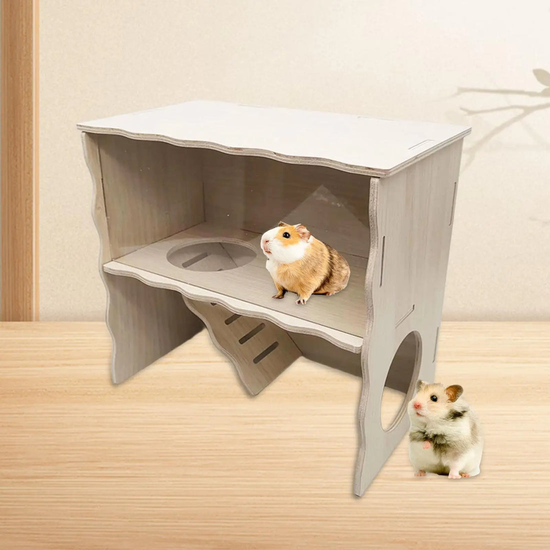 Wooden Guinea Pig House Pet Animal Hide Hideout Gerbils Chamber Hut Cozy for Burrowly cozy hides and small pet care.