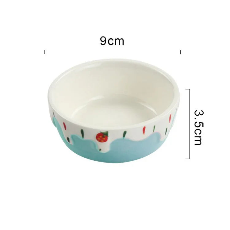 Anti-Rollover Ceramic Food Bowl for Small Pets