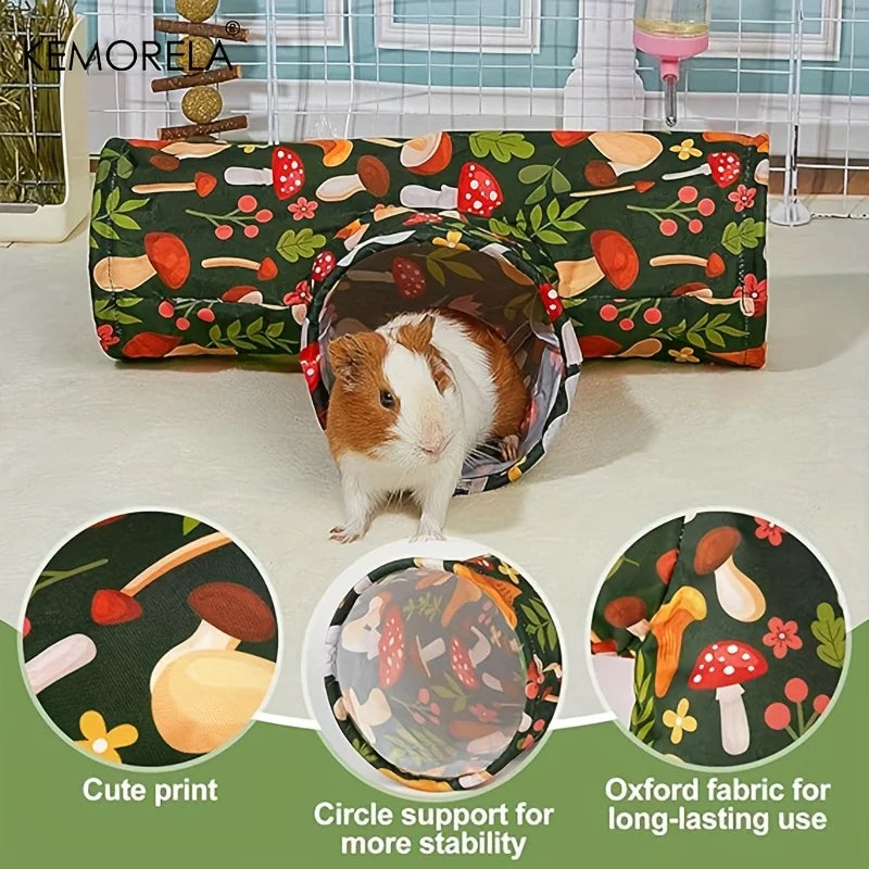 Kemorela 3-way Foldable Guinea Pig Tunnel - Washable Hideout for Rabbits
