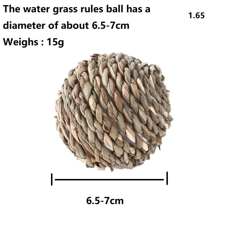 7cm Small Animal Chewing Braided Ball Natural Grass Pet Interactive Chew