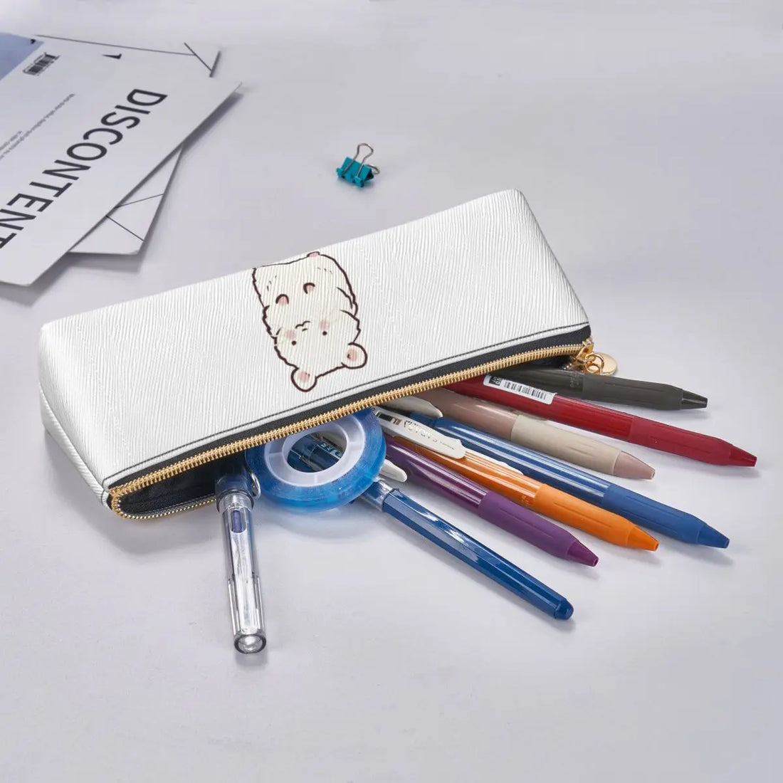 Cute Hamster Drawing Pencil Case for Boys Girls School Large Storage Pen Box Pencil Bag Stationery Supplies Pen Holder Bag