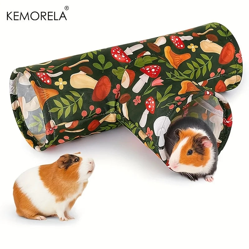 Kemorela 3-way Foldable Guinea Pig Tunnel - Washable Hideout for Rabbits for Burrowly cozy hides and small pet care.