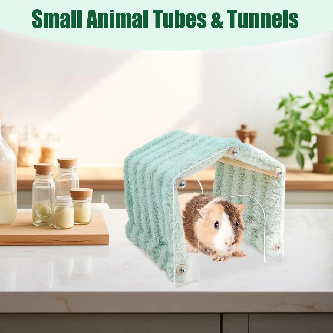 Bunny Tunnel House Habitat Space Saving Decoration Animal Tunnel With Acrylic Door For Hedgehog Chinchilla Hamster Chewing