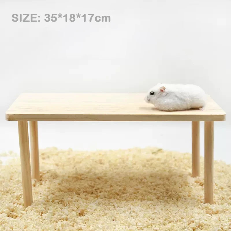 Unpainted Wooden Guinea Pig Hideout Climb House - Hamster Cage Decor Play