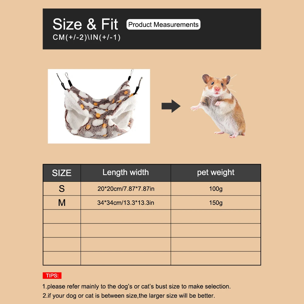 Double layer winter hammock for hamster and small pet cage comfort from Burrowly.