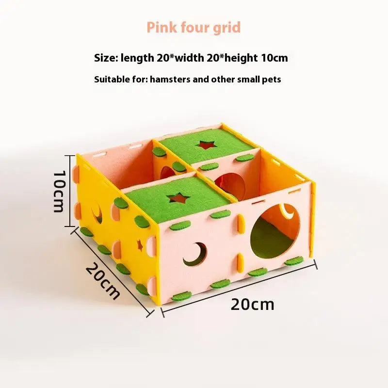 〔CC11〕Removable Felt Maze Hide Nest Hamster Passage Little Pet Nest Sugar Glider Hamster Golden Bear Pet Toy Indoor Pet Supplies