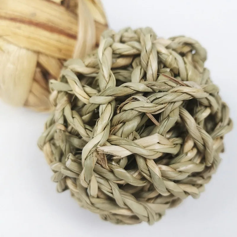 Grass Ball Chew Toy Set for Rabbits and Guinea Pigs for rabbits, guinea pigs, hamsters, and chinchillas from Burrowly small pet supplies.