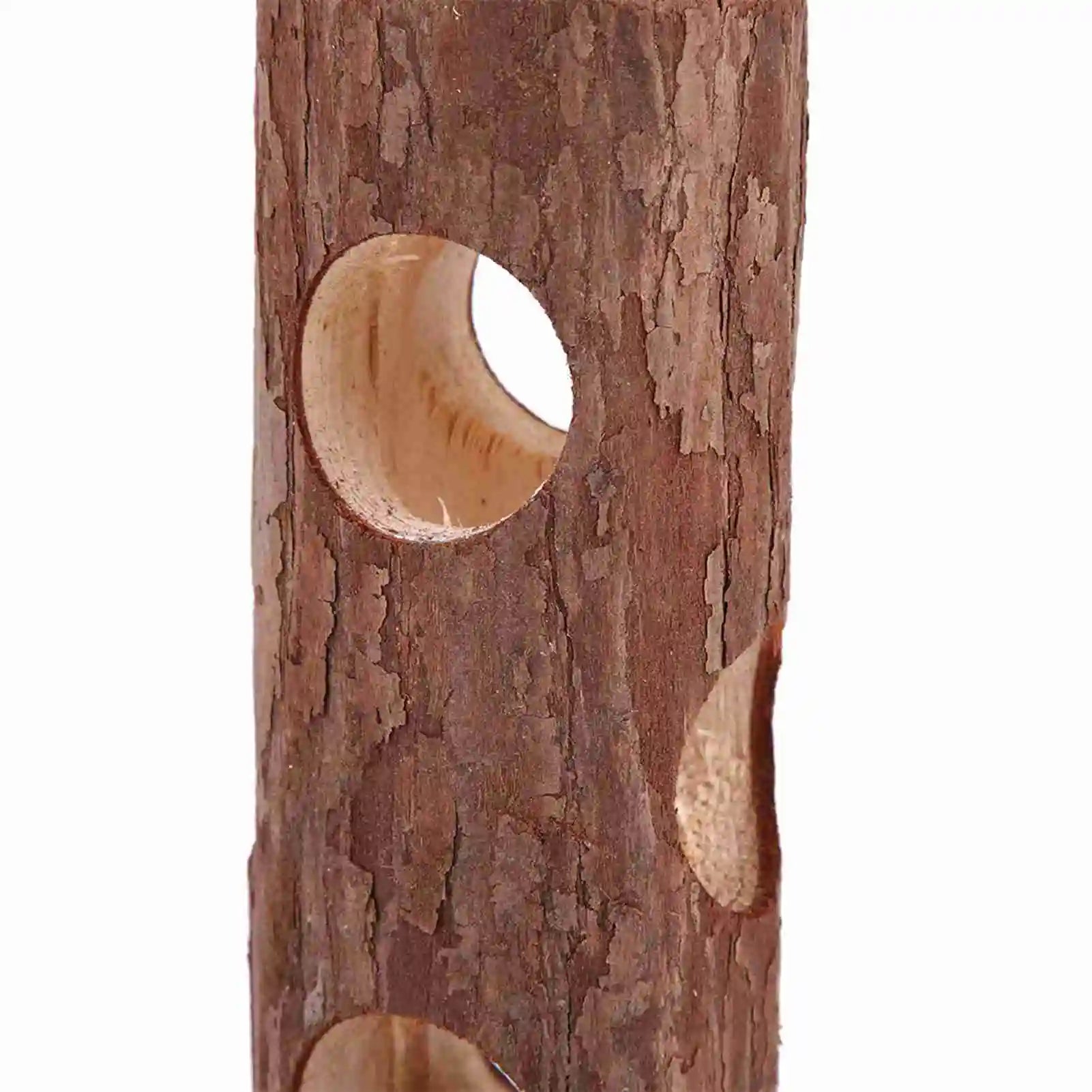Wooden tunnel chew toy for hamster, guinea pig, and rabbit enrichment from Burrowly.