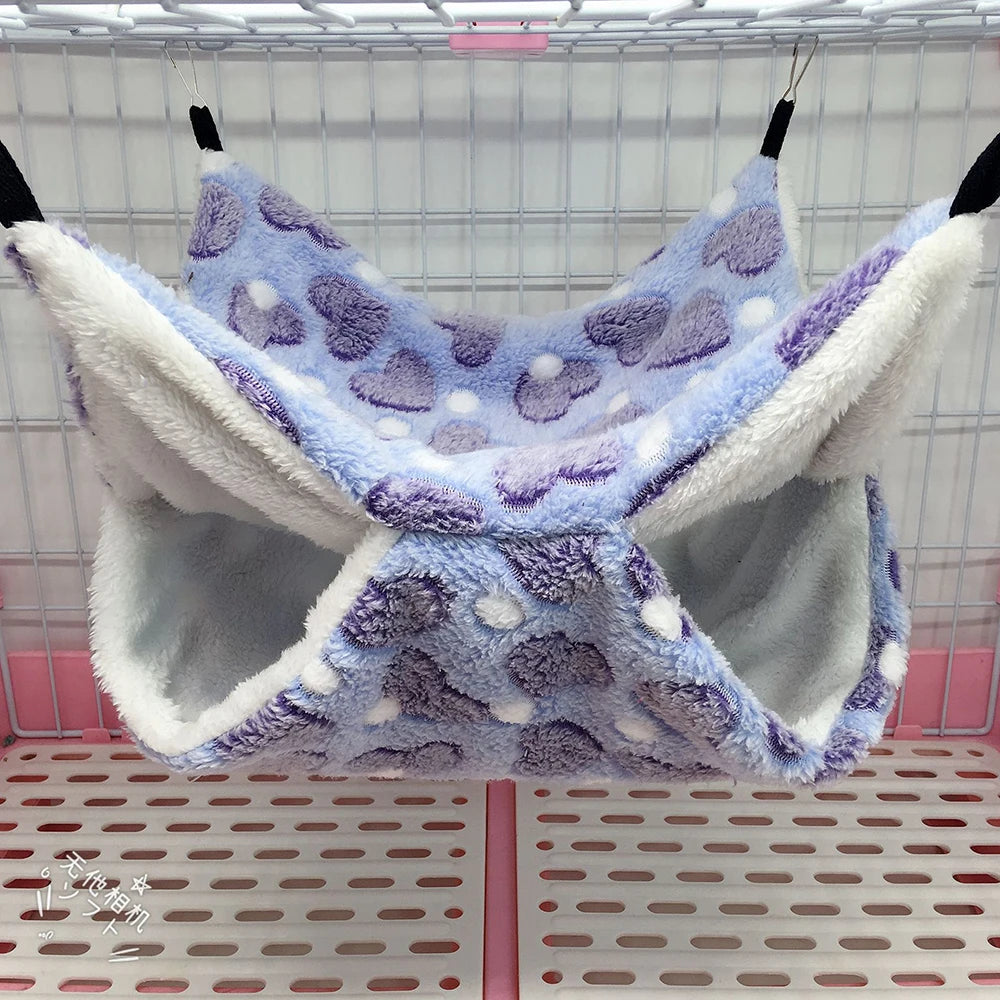 Double layer winter hammock for hamster and small pet cage comfort from Burrowly.