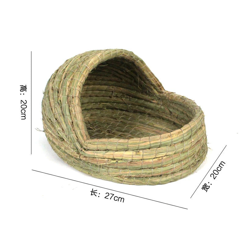 Natural Straw Woven Grass Bed for Small Pets for rabbits, hamsters, chinchillas, and mice from Burrowly small pet supplies.