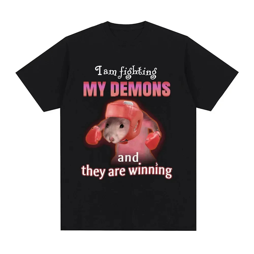 Sad Hamster T-shirt Funny Yas Queen Slayyyy Rat T-shirt Casual Short Sleeve Summer Fashion Street Tshirt High Quality Girls Tees