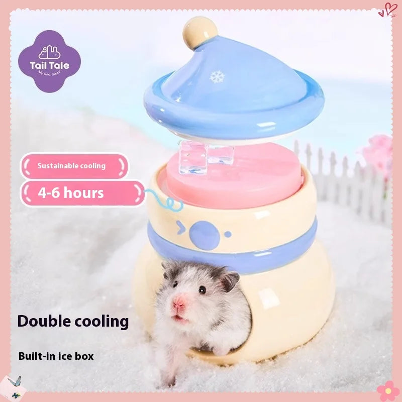Ice Cave Hamster House Ceramic Hideout Summer Cooling Shelter for Small