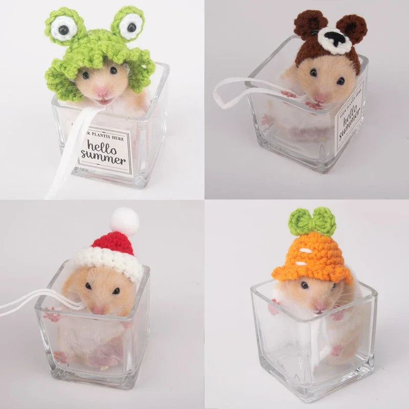 Spot Hamster Golden Bear Hat Hamster Clothes Pet Headwear Hat Honey Bag Flower Branch Dutch Pig Bag Set