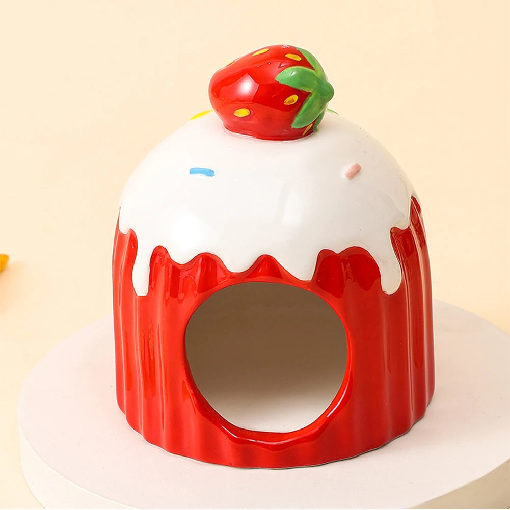 Ceramic Hamster House for Small Animals Outdoor Mushroom Cave Small Animal