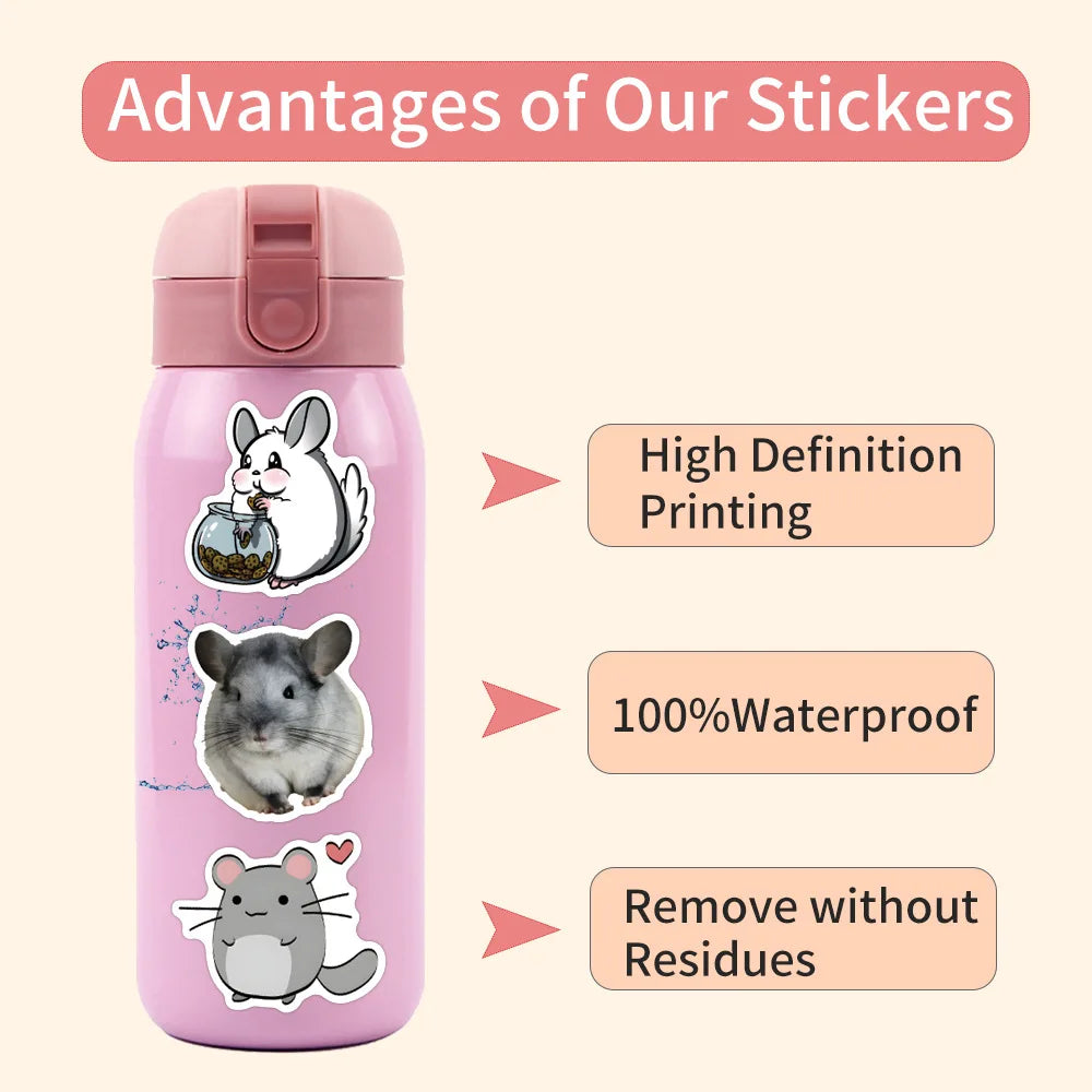 10/55/110PCS New Chinchilla Kawaii Creative Graffiti Stickers for Water Cup Pencil Box Scrapbook Waterproof Decal Kids Toy