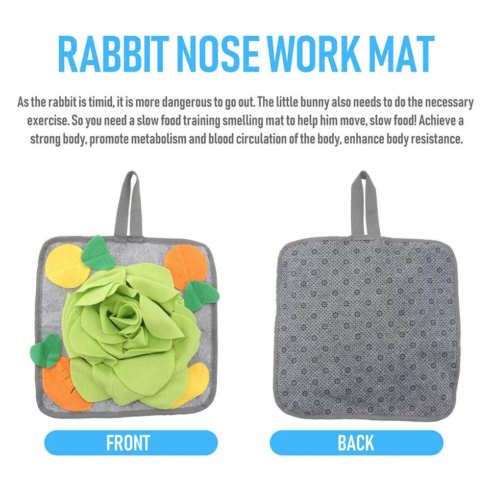 2pcs Polar Fleece Rabbit Snuffle Mat Slow Feeding Foraging Cushion for